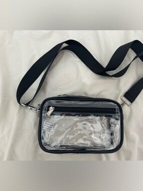 Clear Crossbody Shoulder Bag with Black Trim NWOT